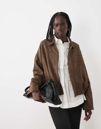 Vila bomber jacket in camoscio sintetico marrone