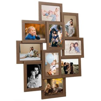 Berkfield Home Collage Photo Frame for 10x(13x18 cm) Picture Light Brown MDF | Size: 13x18 cm