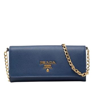 Prada Pre-owned Cross Body Bags, female, Blue, Size: ONE SIZE Pre-owned Wallet on Chain