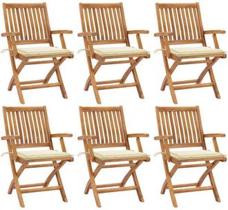 vidaXL Vidaxl - Sillas De Jard&iacute;n Plegables 6 Uds Madera Maciza Teca Con Cojines