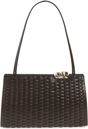 Jacquemus Le Salon Woven Leather Shoulder Bag in Dark Brown 880 at Nordstrom