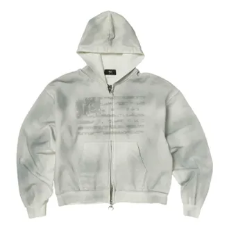Thug Club Dirty Washed Old Glory Zip-Up Hoodie White TC26SS1101