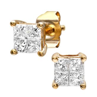 Diamant L'éternel Womens Ladies 9ct Yellow Gold 0.33ct Diamond Stud Earrings - One Size