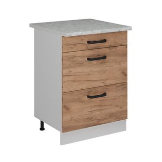 Vicco Mueble Bajo De Cocina R-line, Roble Dorado, 60 Cm Et M&aacute;rmol