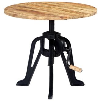 vidaXL Vidaxl - Mesa Auxiliar Madera De Mango Y Hierro Fundido 60x(46-63) Cm