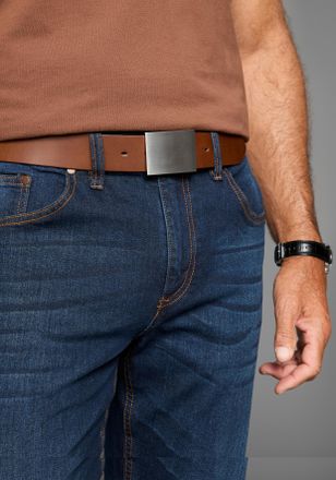 Man's World Koppelg&uuml;rtel MANS WORLD, Herren, Gr. 11,5, braun (baileys), Rindsleder, unifarben, G&uuml;rtel Koppelg&uuml;rtel, mit zeitloser mattsilberne Koppelschliesse bis