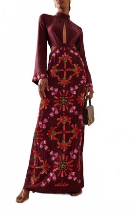 Johanna Ortiz Aurora Magica Maxi Dress In Festival Wine/red/pink