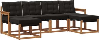 vidaXL Conjunto De Sof&aacute;s De Exterior 6 Uds. Natural Y Negro Vidaxl