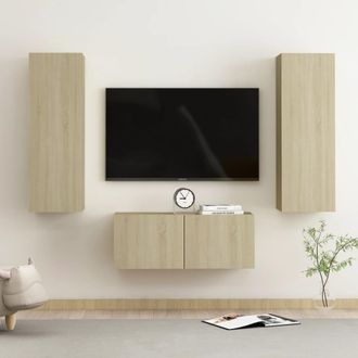 vidaXL Vidaxl - Set Muebles De Sal&oacute;n Tv 3 Pzas Madera Ingenier&iacute;a Roble Sonoma