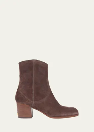 Valentino Garavani 40mm Bard Embroidered Suede Ankle Boots