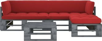 vidaXL Muebles De Palets 4 Pzas Y Cojines Madera Pino Impregnada Gris Vidaxl