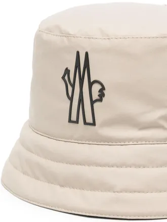 Moncler Womens Grenoble Day-Namic Logo Bucket Hat Beige Accessories > Beanies &
