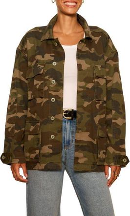 Sanctuary Reissue Camo Cotton Field Jacket in Ridge Camo Green at Nordstrom, Size X-Small