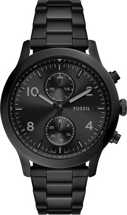 Fossil Outlet Mens Bennett 45mm Multifunction Black Stainless Steel Watch