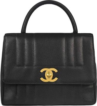 Chanel Vintage Top Handle Vertical Quilt Caviar Black Calfskin Handbag (Pre-Owned)