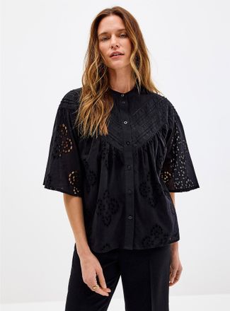 Second Female Womens Broderie anglaise loose button-down blouse