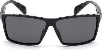 adidas 63mm Rectangular Sunglasses in Black /Smoke Polarized Lenses at Nordstrom