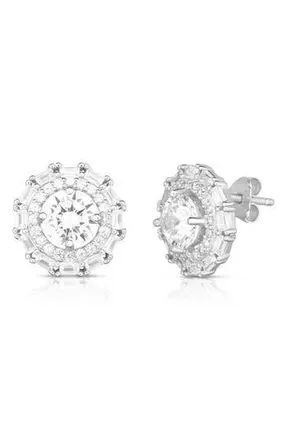 Sphera Milano Cubic Zirconia Double Halo Stud Earrings in Silver at Nordstrom Rack
