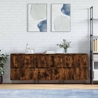 vidaXL Vidaxl - Aparadores 3 Uds Madera Contrachapada Roble Ahumado