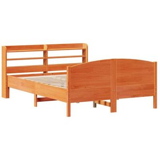 vidaXL Vidaxl - Cama Sin Colch&oacute;n Madera Maciza Pino Marr&oacute;n Cera 150x200 Cm