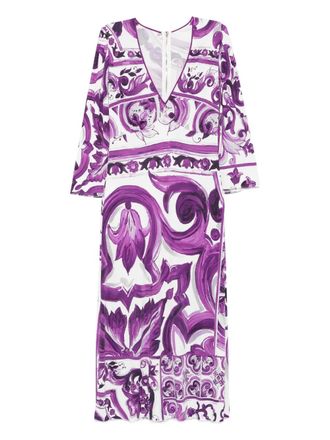 Dolce & Gabbana Maiolica-print dress - women - Viscose - 44 - Purple