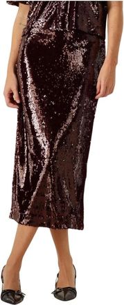 Y.A.S Yasroyalina Sequin Ankle Maxi Rok - Dames - Midirokken - Bruin - S - Polyester - Rokken