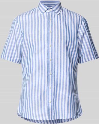 Jake*s Casual Fit Freizeithemd aus Leinen-Baumwoll-Mix in Royal, Größe XL