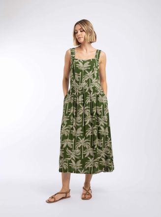 Weird Fish Tatum Printed Square Neck Midi Dress in Ginko Green at Nordstrom, Size 10