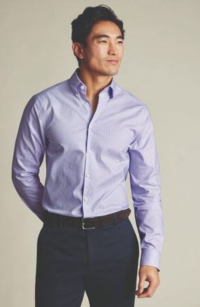 CHARLES TYRWHITT Non-Iron Pinpoint Oxford Check Shirt