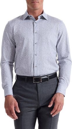 Bugatchi Jimmy OoohCotton Floral Button-Up Shirt in Platinum at Nordstrom, Size Xxx-Large