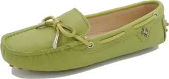 Minitoo Driving Shoes Womens Fashion Comfortable Olive Green Leather Loafers Slip-ons Dress Flats UK 5.5