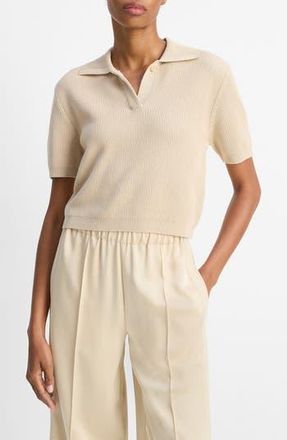 Vince Rib Silk & Cotton Polo in Pale Canyon at Nordstrom Rack, Size Xx-Small