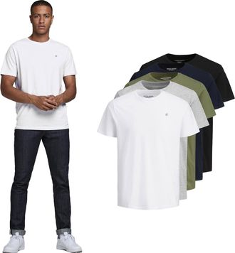 Jack & Jones JACK&JONES Logo Casual Wit T-shirt van zacht katoen met ronde hals en korte mouwen, 5-pack