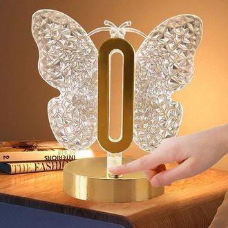 OEM L&aacute;mpara De Mesa Con Forma Mariposa, L&aacute;mpara Mesa Regulable 3 Colores, Recargable Usb (incluida L&aacute;mpara), Bonita L&aacute;mpara Led Ambiental Dormitorio