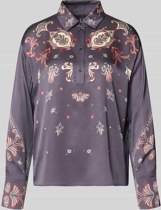 Marc Cain Blusenshirt mit kurzer Knopfleiste in Taupe, Größe 34