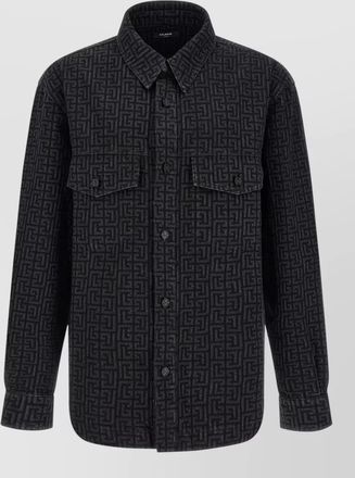 Balmain denim monogram overshirt