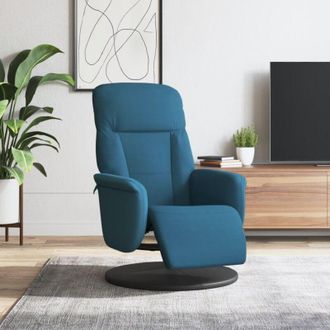 vidaXL Sill&oacute;n Reclinable Con Reposapi&eacute;s Terciopelo Azul Vidaxl