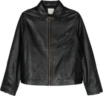 Forte_Forte Zwart Nappa Leren Bikerjack - Dames - Zomerjassen - Zwart - S - Leer - Jassen