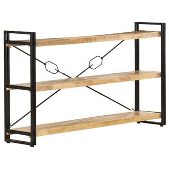 Berkfield Home 3-Tier Bookcase 140x30x80 cm Solid Mango Wood in Brown | Size: 140 x 30 x 80 cm