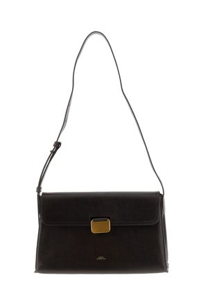 A.P.C. Structured Leather Crossbody Bag with Gold-Finish Clasp and Adjustable Strap