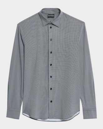 Emporio Armani Mens Interlock Jersey Micro-Dot Sport Shirt