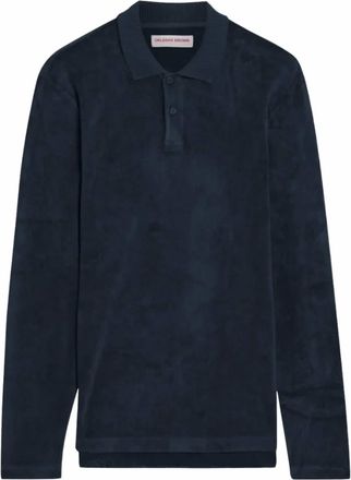 Orlebar Brown Mens Jarrett Long Sleeve Towelling Polo Shirt In Shadow