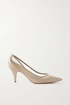 Khaite Décolleté In Vernice Con Finiture In Mesh River Iconic - Neutri