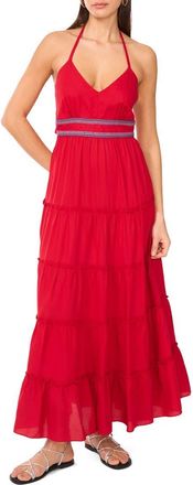 Vince Camuto Halter Neck Tiered Maxi Dress in Radiant Red at Nordstrom, Size Xx-Large