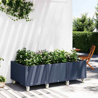 vidaXL Jardinera Con Ruedas Pp Azul Gris 150x80x54 Cm Vidaxl