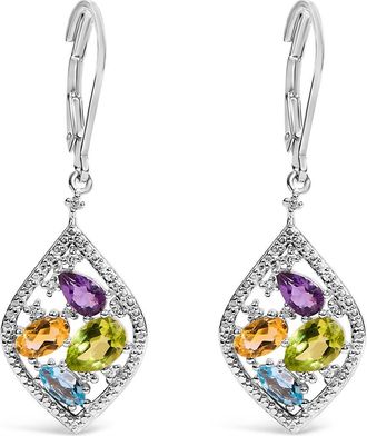 House of Brilliance Sterling Silver Diamond Accent Multi Stone Rhombus Drop Earrings at Nordstrom