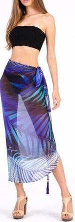 Ranee&rsquo;s Palm Print Long Sarong in Blue at Nordstrom Rack