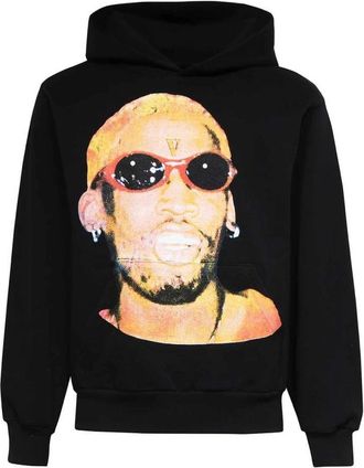 Vlone Bedrukte hoodie - Heren - Hoodies - Zwart - 2XL - Katoen - Hoodies & sweatvesten