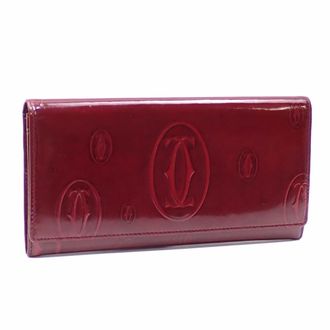 Cartier Bordeaux Patent Leather Long Wallet (Bi-Fold) (Pre-Owned)