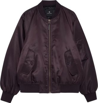Anine Bing Donkerbruine Bomberjack met Rits - Dames - Bomber jackets - Bruin - L - Polyester - Jassen